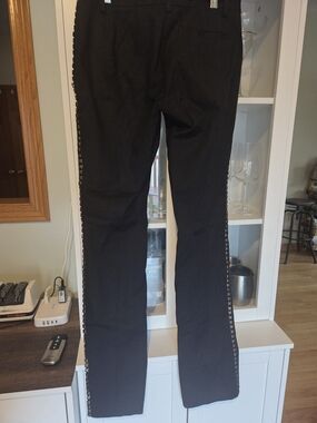 Sisley Black Straight-Leg Pants with Side Trim